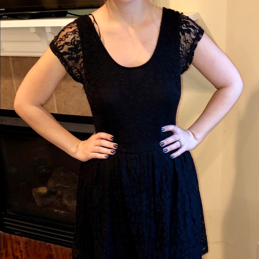 Sheer patterned black dress
